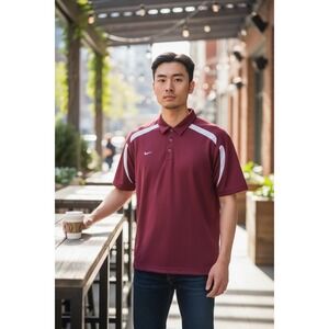 Nike Dri-FIT Maroon Polo Shirt‎ Men's Athletic Training Golf Activewear